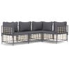 vidaXL Set Divani da Giardino 4 pz con Cuscini Antracite in Polyrattan