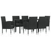 vidaXL Set da Pranzo da Giardino 7 pz Nero in Polyrattan e Acciaio