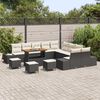 vidaXL Set Divano da Giardino con cuscino 14 pcs Nero Poly Rattan