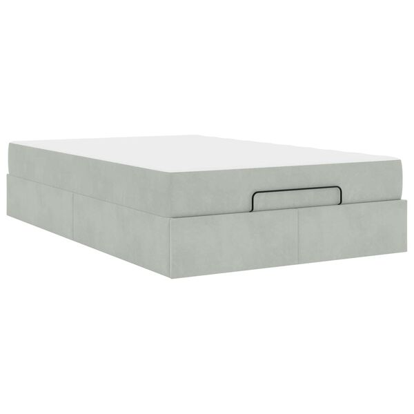vidaXL Struttura letto con materasso 2 pcs Grigio chiaro Velluto