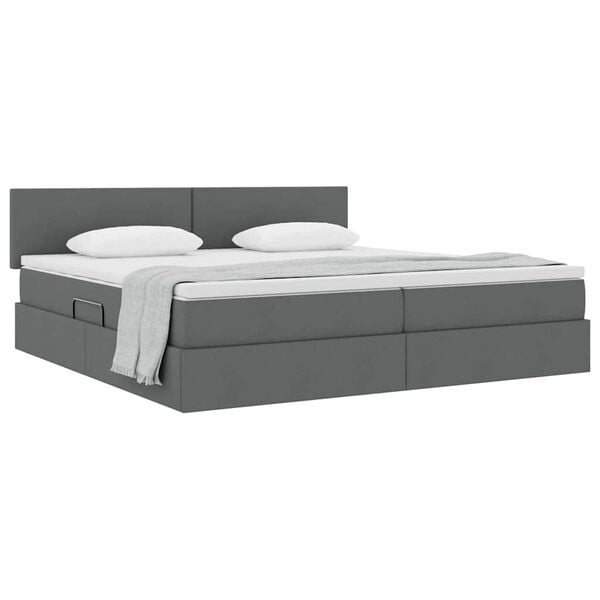 vidaXL Letto con contenitore e materasso Grigio scuro 200 x 200 cm