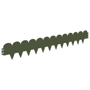 vidaXL Bordura per Prato 10 pz 103 x 15 cm Acciaio Verde Oliva