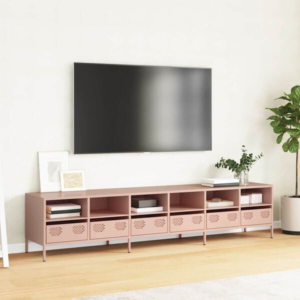 vidaXL Mobile TV Rosa 202x39x43,5 cm in Acciaio Laminato a Freddo