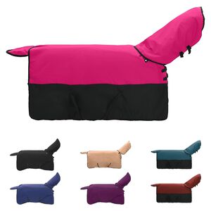 vidaXL Coperta per Cavalli Rosa e Nero 155 cm Poliestere