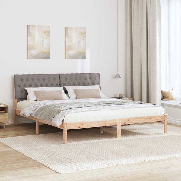 vidaXL Letto con Testiera Rivestita con testiera Marrone 180 x 200 cm