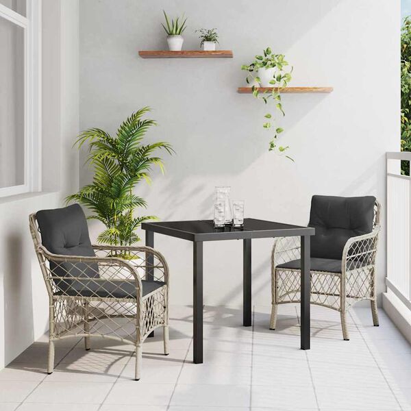 vidaXL Set da Pranzo per Giardino 3 pcs Grigio chiaro polyrattan
