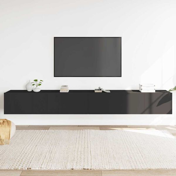 vidaXL Set Mobili Porta TV 3 pz Nero in Legno Multistrato