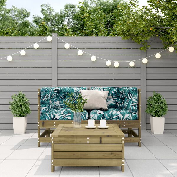 vidaXL Set Divani da Giardino 3pz con Cuscini Legno Impregnato di Pino
