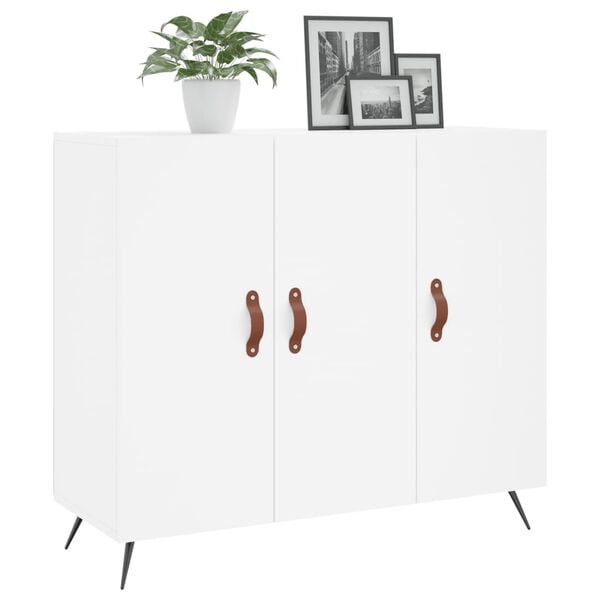vidaXL Credenza Bianca 90x34x80 cm in Legno Multistrato