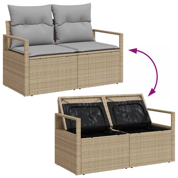 Divani Rattan Bianco Set Divano Giardino 11 Pezzi Polyrattan Beige
