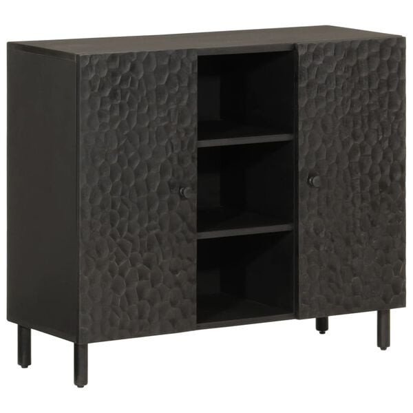 vidaXL Credenza Nera 90x33x75 cm in Legno Massello di Mango
