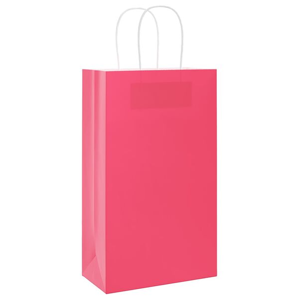 vidaXL Sacchetti di Carta 50 pz con Manici Rosa 21x11x36 cm