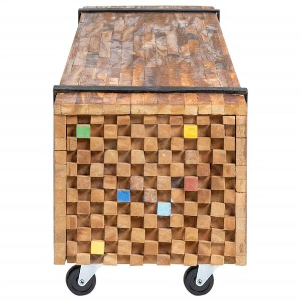 vidaXL Mobile Porta TV 110x30x32,5 cm in Legno Massello di Teak