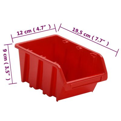 vidaXL Set da Officina 26 pz Rosso e Nero 77x39 cm in Polipropilene