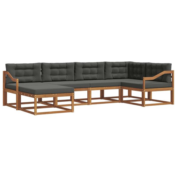 vidaXL Set di divani da esterno con cuscino 6 pcs Naturale e Antracite