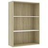 vidaXL Libreria 3 Ripiani Bianco Rovere Sonoma 80x30x114cm Multistrato