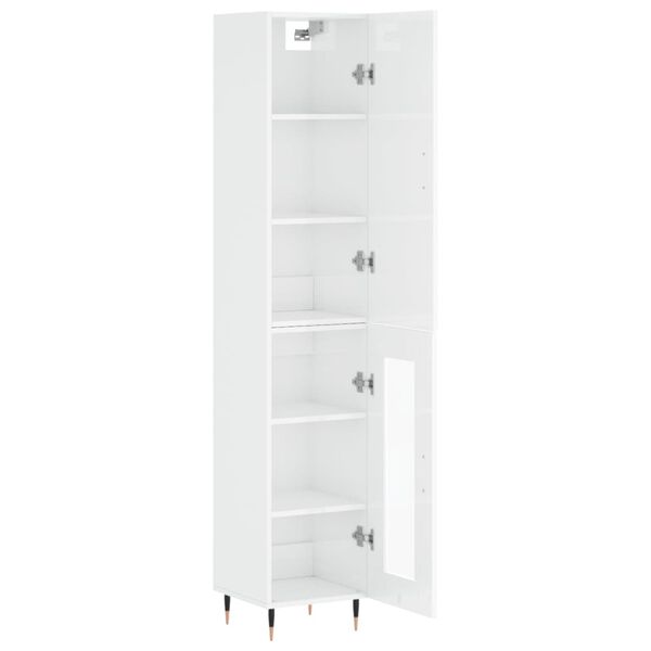vidaXL Credenza 34,5x34x180 cm in Legno Multistrato Bianco Lucido
