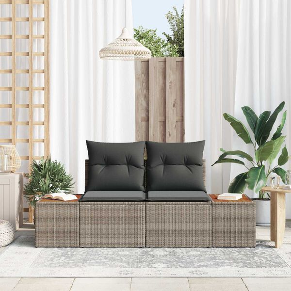 vidaXL Divano da giardino Grigio 184 x 62 x 85cm polyrattan