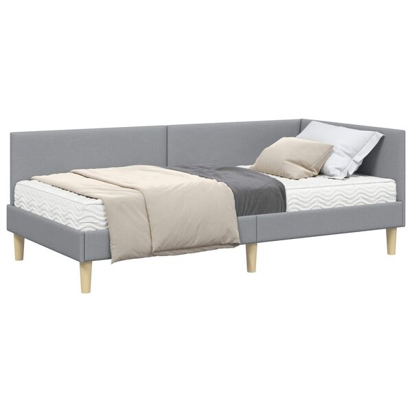 vidaXL Struttura Letto Angolare con Materasso 2 pcs Grigio chiaro