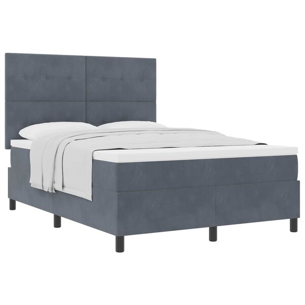 vidaXL Letto a molle con materasso Grigio scuro 140 x 190 cm Tessuto