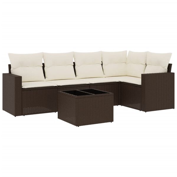 vidaXL Set Divano da Giardino 6 pz con Cuscini Marrone in Polyrattan
