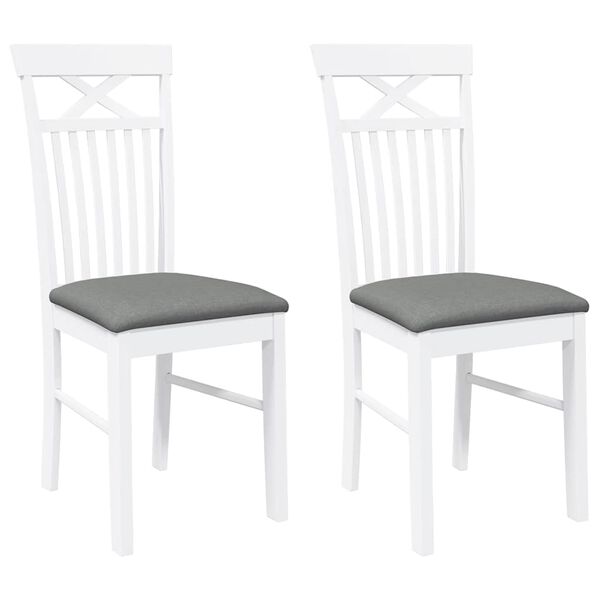 vidaXL Sedie da Pranzo con Cuscini 2 pz Bianco Legno Massello di Hevea