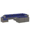 vidaXL Set Divani da Giardino 10 pz con Cuscini in Polyrattan Grigio