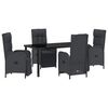 vidaXL Set da Pranzo per Giardino 5 pz Nero polyrattan