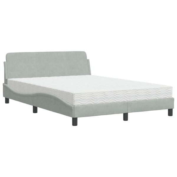 vidaXL Letto con Materasso Dover Grigio Chiaro 140x200 cm in Velluto