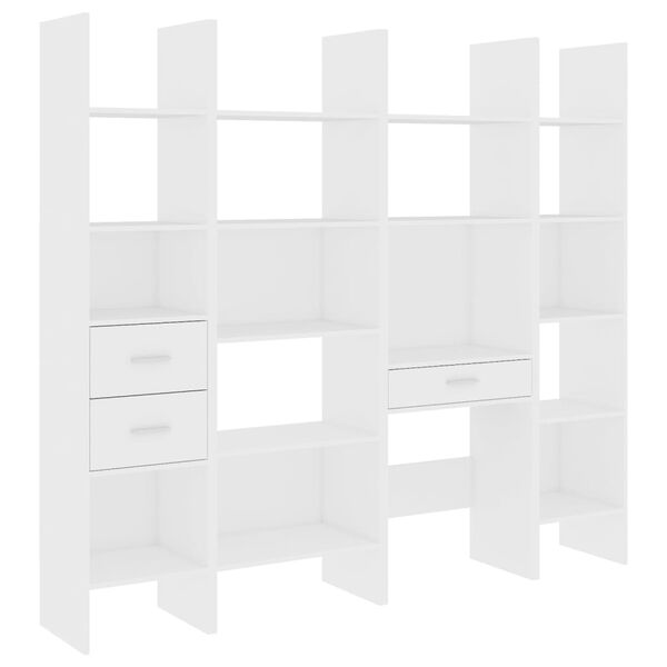 vidaXL Set Scaffali per Libri 4 Pz Bianco in Legno Multistrato