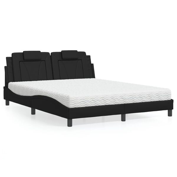 vidaXL Letto Viana con Materasso Nero 160x200 cm in Similpelle