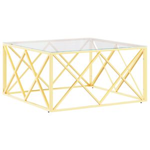 vidaXL Tavolino da Salotto 80x80x40 cm in Acciaio Inox e Vetro