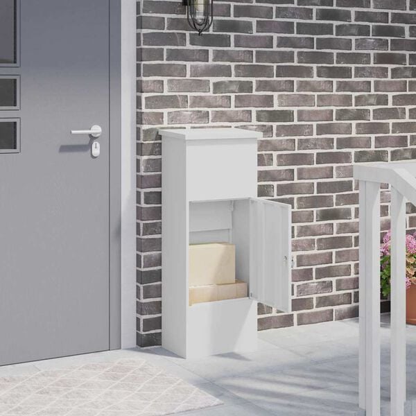vidaXL Cassetta per pacchi Bianco 44.5 x 29 x 110.5 cm Acciaio
