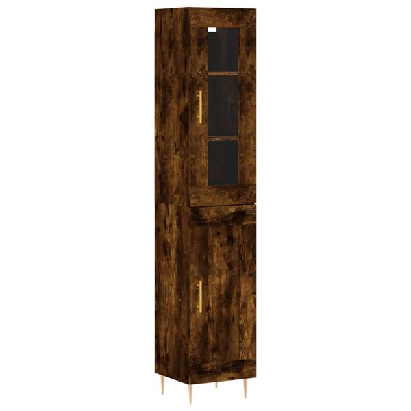 vidaXL Credenza Rovere Fumo 34,5x34x180 cm in Legno Multistrato