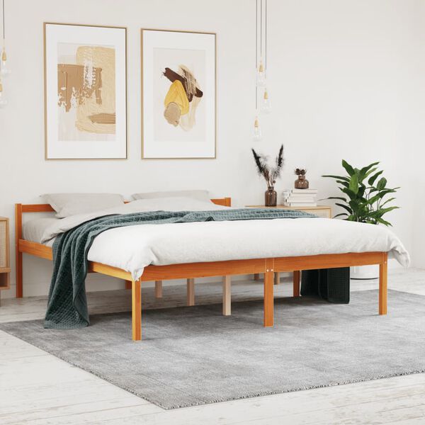 vidaXL Letto per Anziani Marrone Cera 160x200cm Legno Massello di Pino