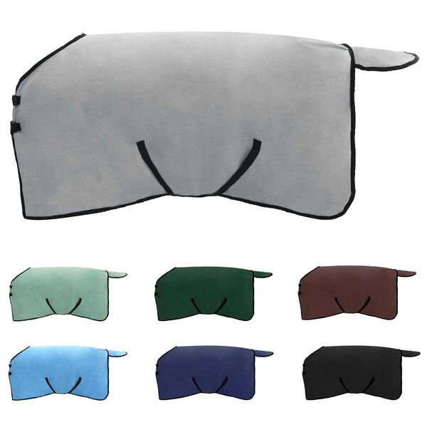 vidaXL Coperta per Cavalli Grigio chiaro e rosa completo Poliestere