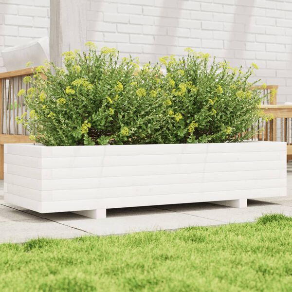 vidaXL Fioriera da Giardino Bianca 110x40x26,5 cm in Legno di Pino