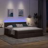 vidaXL Pouf Letto con Materasso e LED Marrone Scuro 180x200cm Tessuto