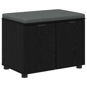 vidaXL Panca per ingresso con cuscino Rovere Nero 60 x 38 x 46 cm