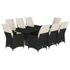 vidaXL Set da Pranzo da Giardino 9 pz con Cuscini Nero in Polyrattan