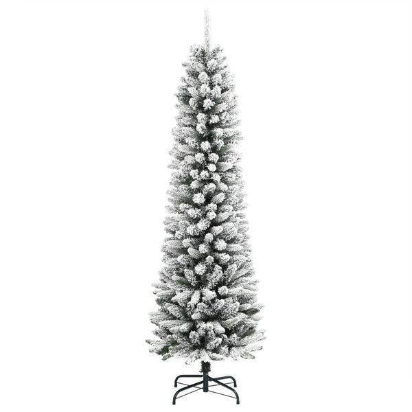 vidaXL Albero Natale Artificiale Sottile Neve Floccata 180cm PVC e PE