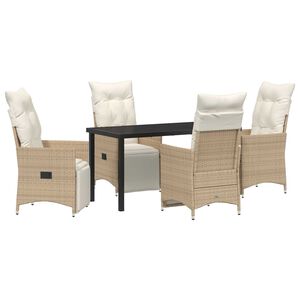 vidaXL Set da Pranzo per Giardino con cuscino 5 pcs Beige polyrattan