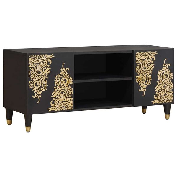 vidaXL Mobile TV Nero 105 x 33 x 46 cm Legno di mango massello