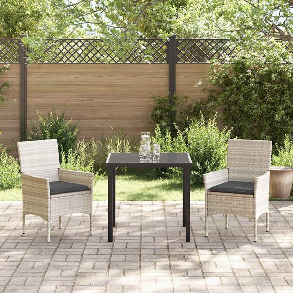 vidaXL Set da Pranzo per Giardino 3 pcs Grigio chiaro polyrattan
