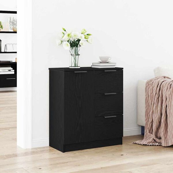 vidaXL Credenza Rovere Nero 60 x 30 x 70 cm Legno multistrato