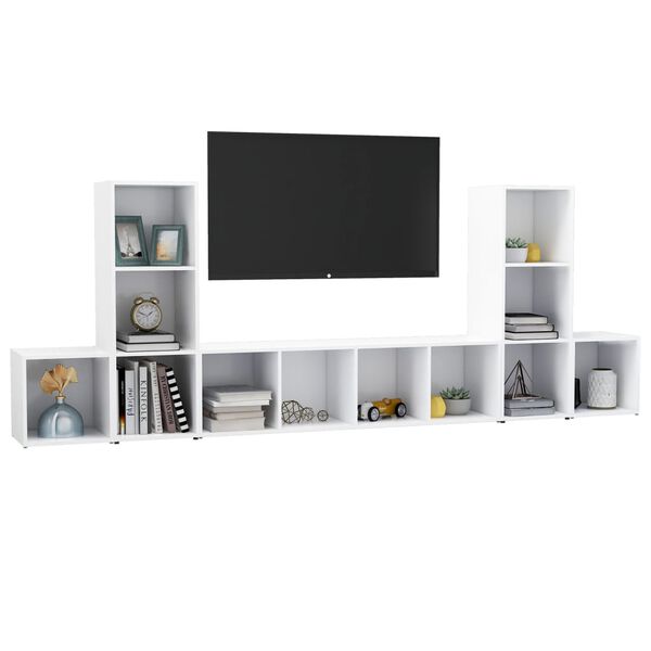 vidaXL Set Mobili Porta TV 5 pz Bianco in Legno Multistrato