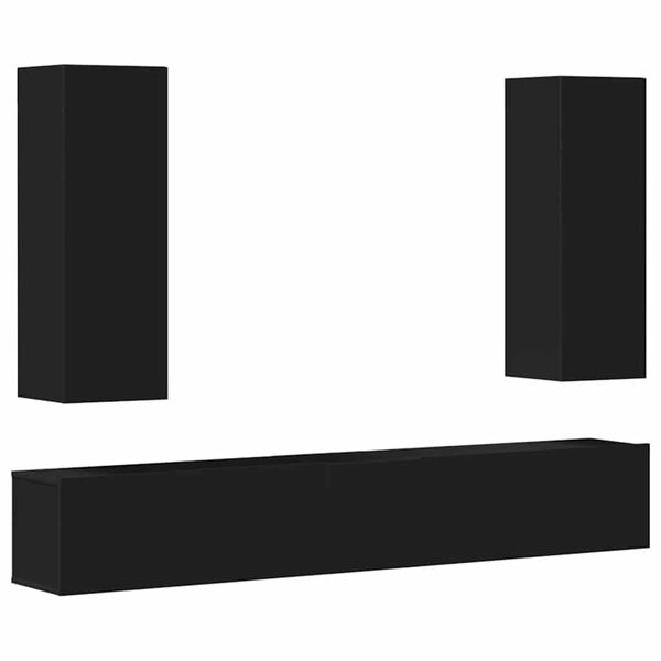 vidaXL Set di Mobili Porta TV 5 pz Nero in Legno Multistrato