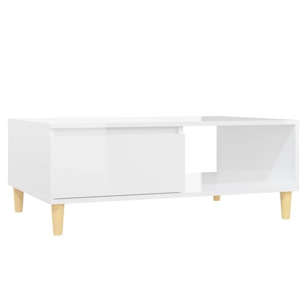 vidaXL Tavolino Salotto Bianco Lucido 90x60x35 cm in Legno Multistrato