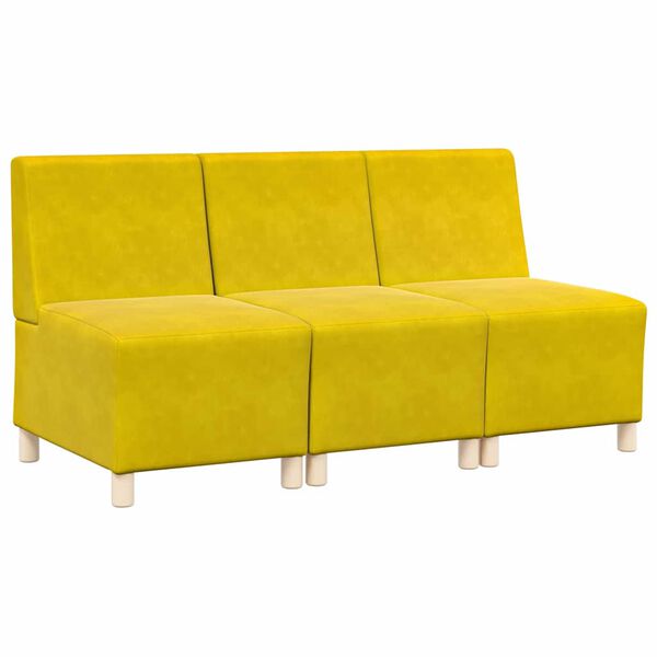 vidaXL Unit&agrave; di Divano Modulare Senza Braccioli 3 pcs Giallo