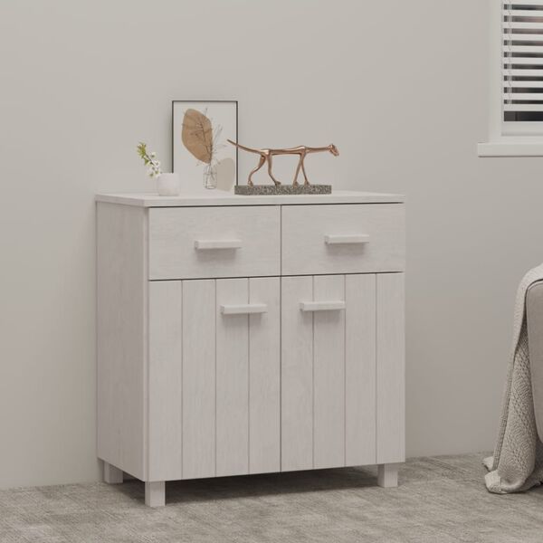 vidaXL Credenza HAMAR Bianca 79x40x80 cm in Legno Massello di Pino